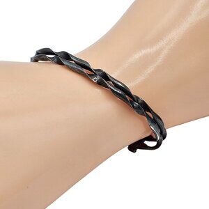 Hand-Forged Twisted Sterling Silver Bracelet Small 2.4 in Expandable Cuff Bracel